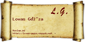 Lovas Géza névjegykártya
